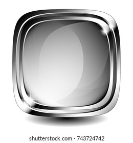 Grey square background with a double silver frame, with space for your text. Vector illustration.