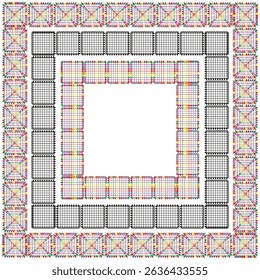Grey square border. Elegant frame illustration. Subtle geometric pattern. Vector corner shape.