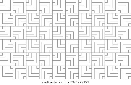Grey square with corner line seamless pattern. Vector Repeating Texture.