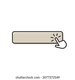 Grey square empty button with hand pointer icon.