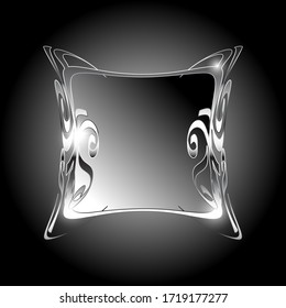 Grey square flat background with a shiny vintage gothic frame. Vector illustration