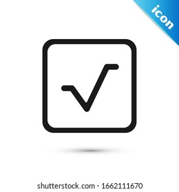 Grey Square root icon isolated on white background.  Vector Illustration