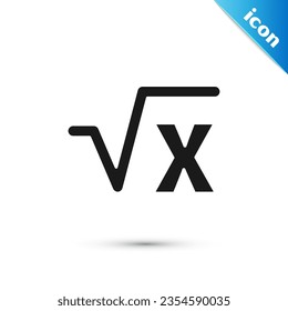 Gray Square Wurzel von x Glyph Symbol einzeln auf weißem Hintergrund. Mathematischer Ausdruck.  Vektorgrafik