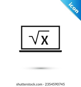 Grey Square root of x glyph on chalkboard icon isolated on white background. Mathematical expression.  Vector