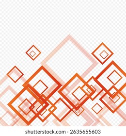 Grey Square Style Vector Transparent Background. Abstract Ornament Illustration. Gray Shape Pattern. Orange Architecture Template.