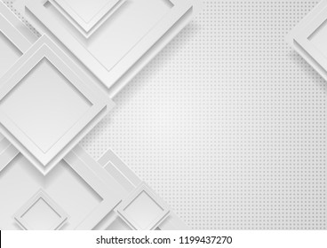 Grey squares abstract hi-tech geometric background. Vector design