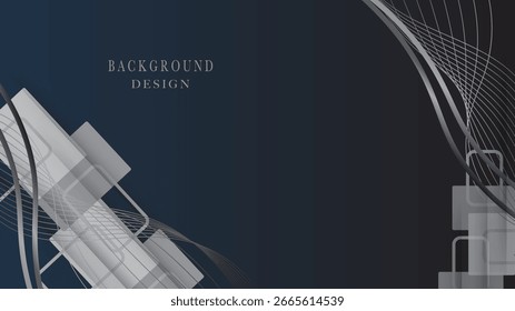 Grey squares  with flowing lines abstract background