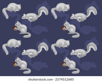 Grey Squirrel Cartoon Character Blue Seamless Wallpaper Background
