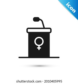 Grauer Stage oder Debatte Podium rostrum Symbol einzeln auf weißem Hintergrund. Konferenztribune.  Vektorgrafik