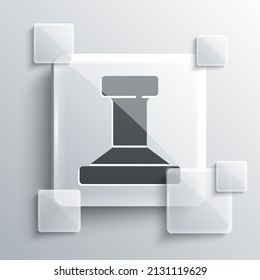 Grey Stamp icon isolated on grey background. Square glass panels. Vector