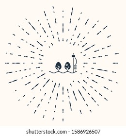 Grey Standalone sensor and plant icon isolated on beige background. Abstract circle random dots. Vector Illustration
