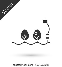 Grey Standalone sensor and plant icon isolated on white background.  Vector Illustration
