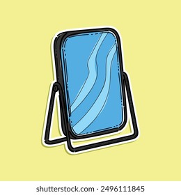 grey standing mirror illustration vector design isolated in a yellow background