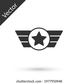 Grey Star American military icon isolated on white background. Military badges. Army patches.  Vector
