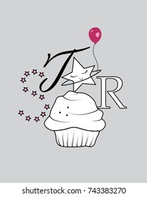 Grey Star Cupcakes Slogan Vector