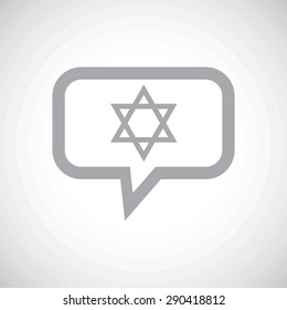 Grey Star of David symbol in chat bubble, on white gradient background