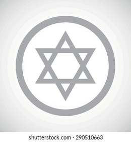 Grey Star of David symbol in circle, on white gradient background