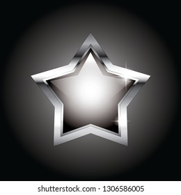 Grey star icon with a silver frame, with space for your text. Vector illustration