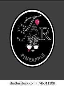 grey star pineapple slogan vector 