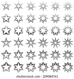 Grey star shape collection - vector version