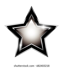 Grey star with a silver and black frame, with space for your text. Vector illustration.
