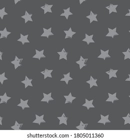 Grey Stars brush stroke seamless pattern background for fashion textiles, graphics