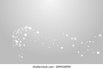 Grey Stars Vector Grey Background. Overlay Winter Snowflake Wallpaper. Glitter Snowstorm Invitation. Festive Snow Texture.