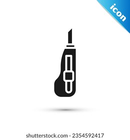 Grey Stationery knife icon isolated on white background. Office paper cutter.  Vector Illustration