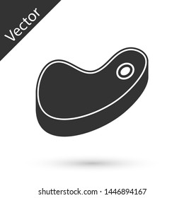 Grey Steak meat icon isolated on white background. Vector Illustration