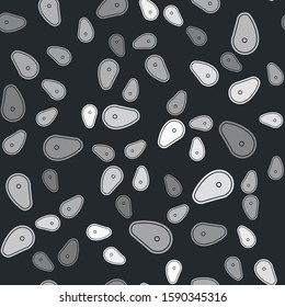 Grey Steak meat icon isolated seamless pattern on black background.  Vector Illustration