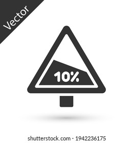 Icono de la carretera de advertencia de ascenso y descenso pronunciado en gris pronunciado aislado sobre fondo blanco. Reglas de tráfico y conducción segura. Vector