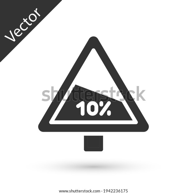 Grey\
Steep ascent and steep descent warning road icon isolated on white\
background. Traffic rules and safe driving.\
Vector