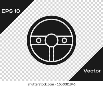 Grey Steering wheel icon isolated on transparent background. Car wheel icon.  Vector Illustration