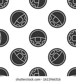 Grey Steering wheel icon isolated seamless pattern on white background. Car wheel icon.  Vector Illustration