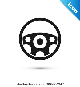 Grey Steering wheel icon isolated on white background. Car wheel icon.  Vector