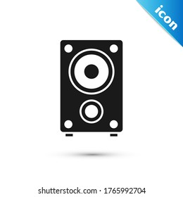 Grey Stereo speaker icon isolated on white background. Sound system speakers. Music icon. Musical column speaker bass equipment.  Vector