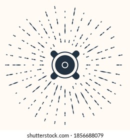 Grey Stereo speaker icon isolated on beige background. Sound system speakers. Music icon. Musical column speaker bass equipment. Abstract circle random dots. Vector.