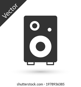 Grey Stereo speaker icon isolated on white background. Sound system speakers. Music icon. Musical column speaker bass equipment.  Vector