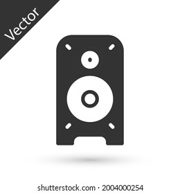 Icono del altavoz estéreo gris aislado en fondo blanco. Altavoces del sistema de sonido. Icono de música. Equipo de bajos de altavoces de columna musical.  Vector