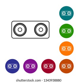 Grey Stereo speaker line icon isolated on white background. Sound system speakers. Music icon. Musical column speaker bass equipment. Vector Illustration