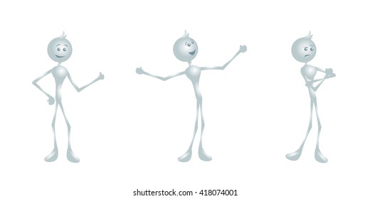 Vektor Stok Grey Stick Figure Different Poses Different (Tanpa Royalti ...