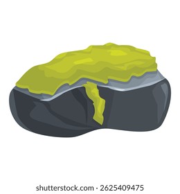 Grey stone covered with green moss, element of natural landscape
