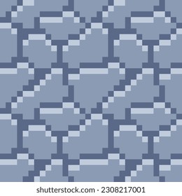 Patrón transparente de textura de piedra gris, para juego de estilo de arte píxel, ilustración vectorial aislada de 8 bits. Las piedras están dispuestas de forma aleatoria, lo que le da al diseño un toque natural y orgánico. 