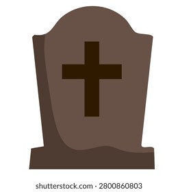 grey stone tombstone monument with cross symbol in graveyard
