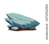 Grey stone vector illustration, cartoon gray rock design elements