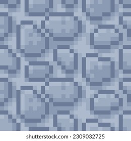 Grey stone wall seamless background, texture game ground pattern, pixel art style tile design. 8-bit sprite. Vector illustration.