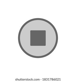 Grey Stop button icon, flat design
