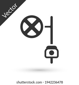 Señal de parada gris con icono de cámara aislado en fondo blanco. Símbolo de detención de advertencia de tráfico. Vector