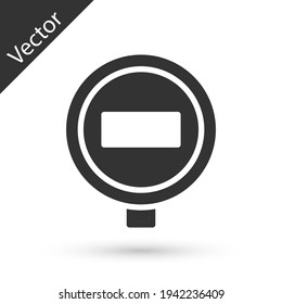 Graue Stoppschilder einzeln auf weißem Hintergrund. Symbol für die Haltestelle für Verkehrswarnungen. Vektorgrafik