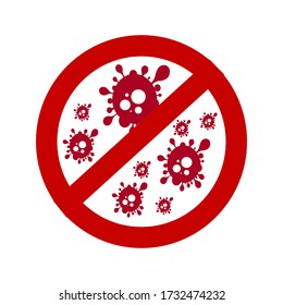 Grey Stop virus, bacteria, germs and microbe icon isolated on white background. Antibacterial and antiviral defence, protection infection. Vector Illustration